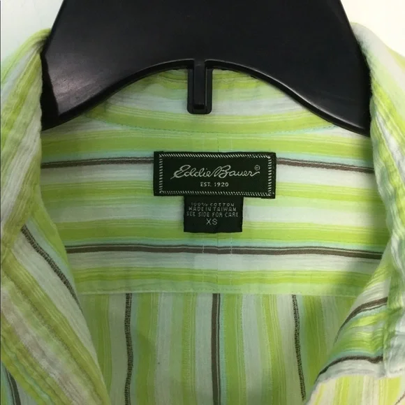 Women's Eddie Bauer XS 0 - 2 Button Front Shirt Stripe Yellow Long Sleeve Casual - Picture 4 of 6